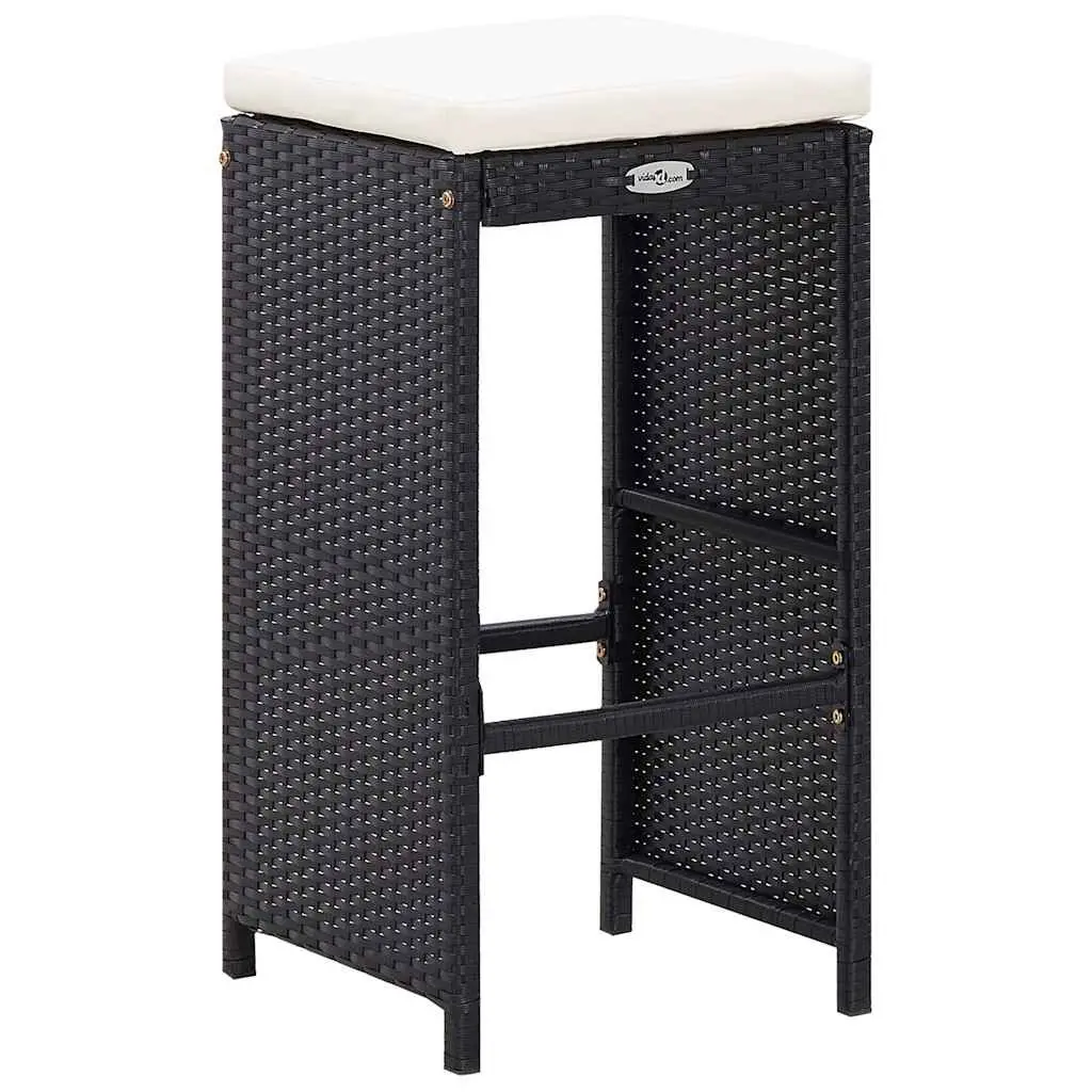 Outdoor Bar Set 9 Piece Poly Rattan Garden Patio Furniture Table Stools Black