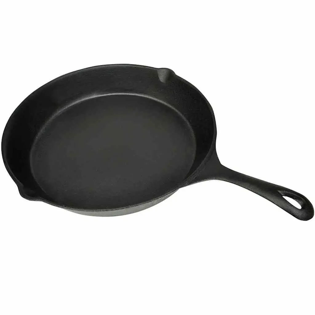 Cast Iron Grill Pan 30cm Flat Bottom Non-Stick BBQ Skillet Black