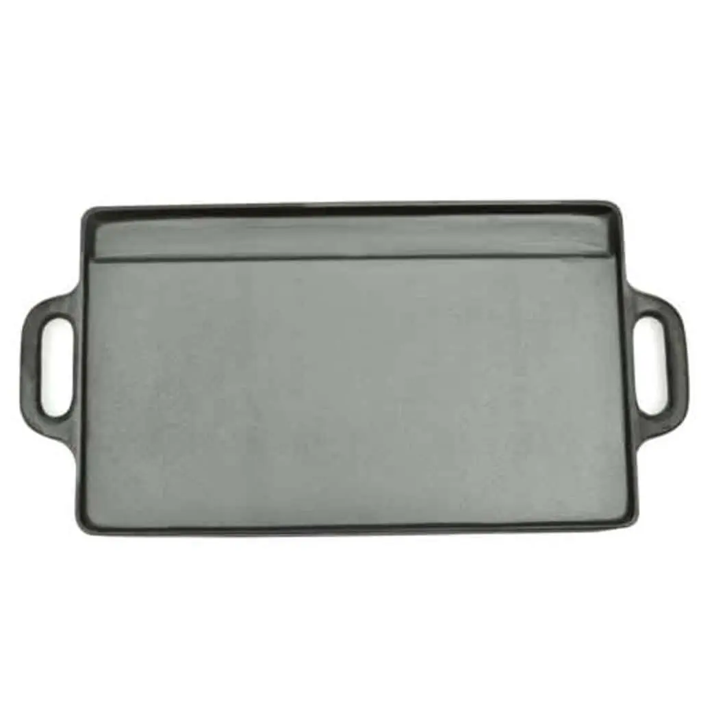Cast Iron Griddle Grill Plate Set of 2 Double Sided 46 x 23 cm Black