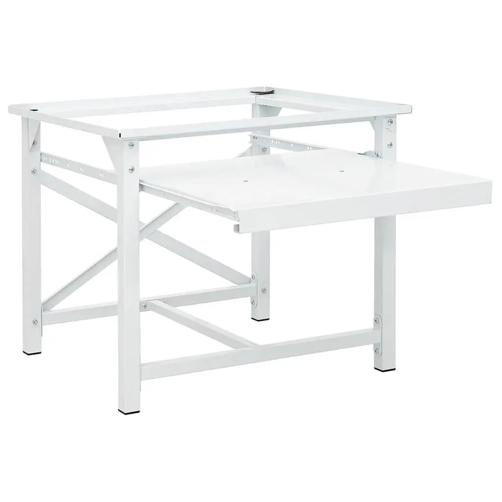 Washing Machine Pedestal Storage Riser with Pull-Out Shelf White