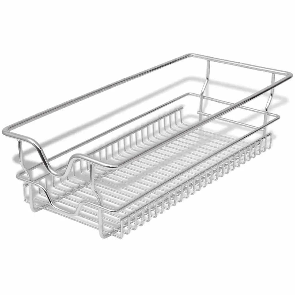 Pull-Out Wire Kitchen Baskets Storage 300mm Silver 2 Piece