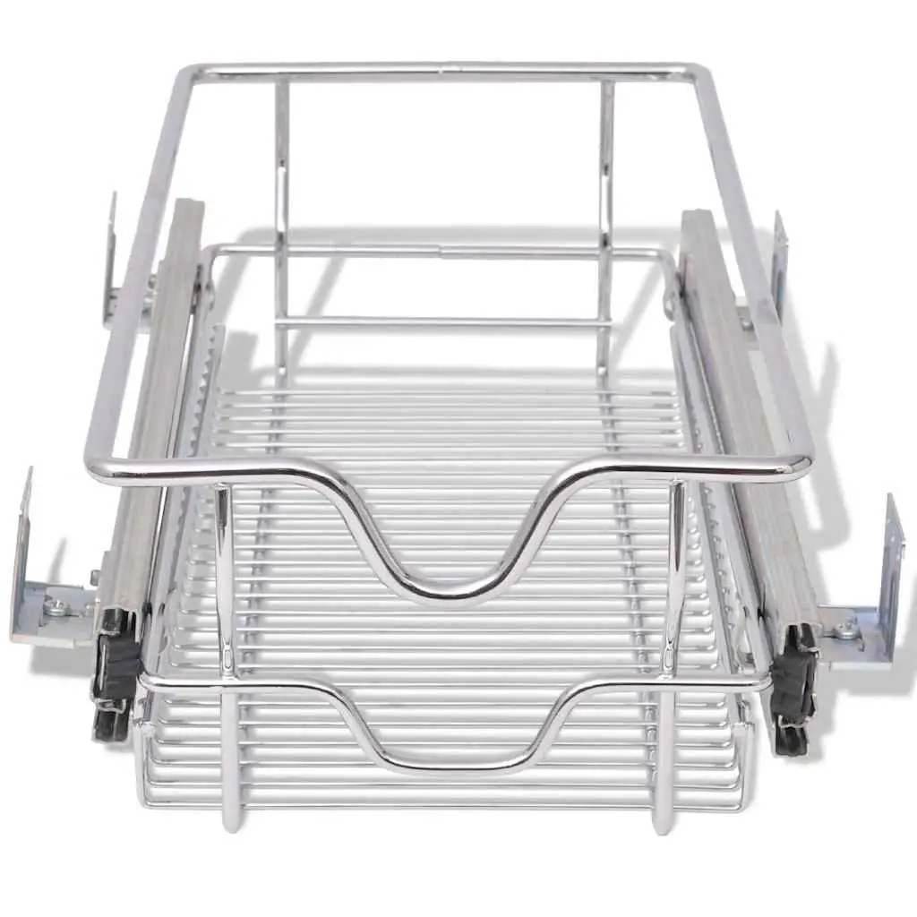 Pull-Out Wire Kitchen Baskets Storage 300mm Silver 2 Piece