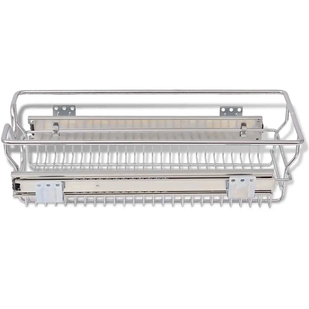Pull-Out Wire Kitchen Baskets Storage 300mm Silver 2 Piece