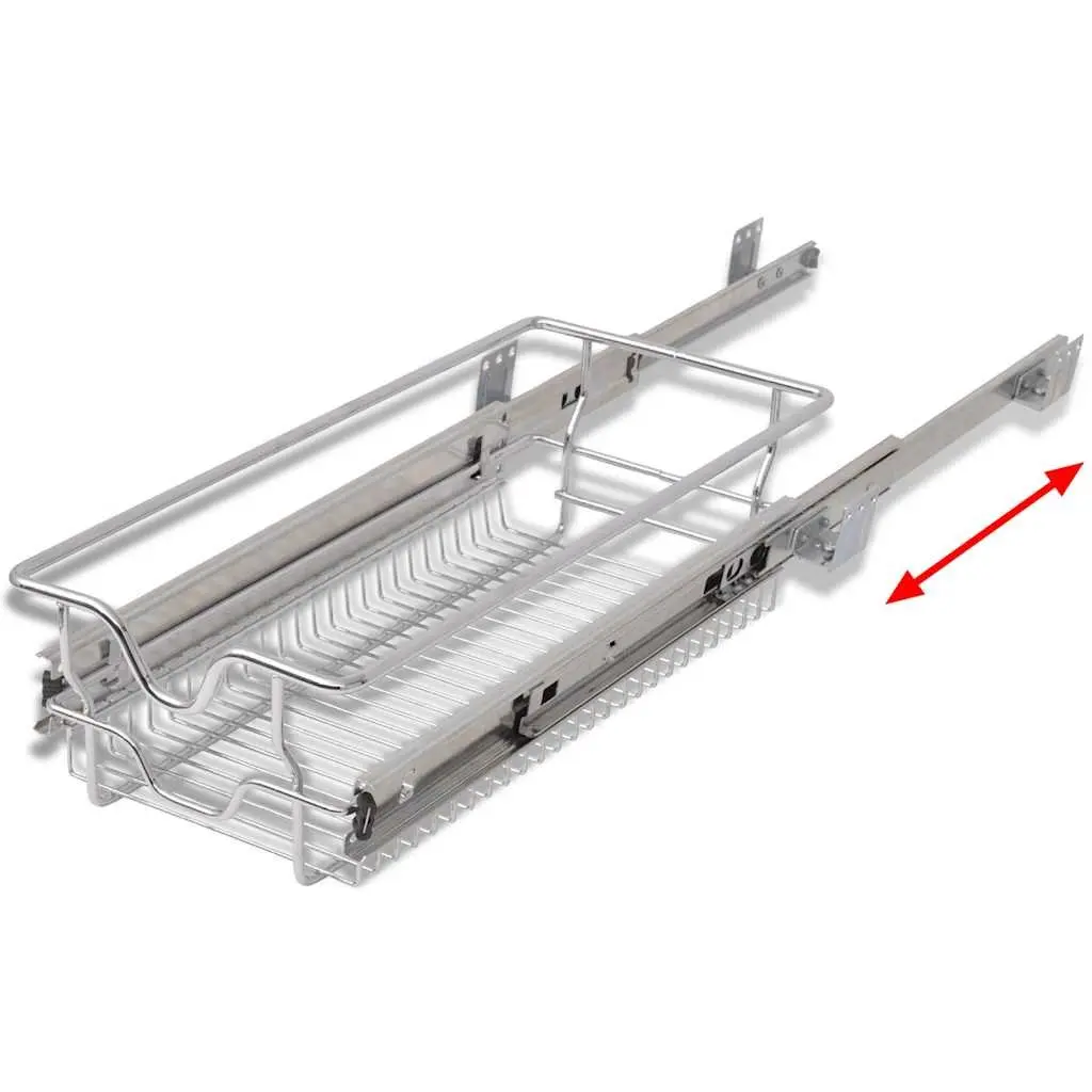 Pull-Out Wire Kitchen Baskets Storage 300mm Silver 2 Piece