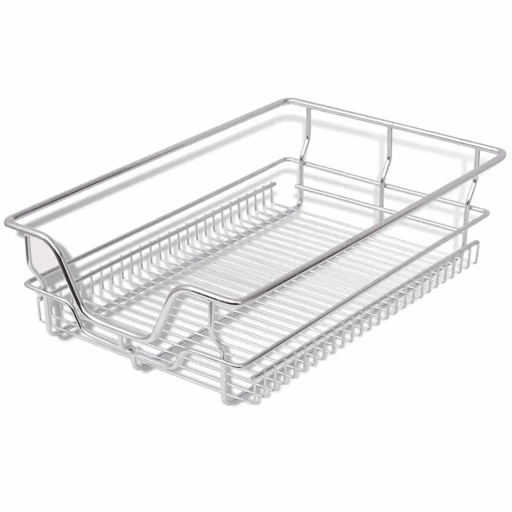 Pull-Out Wire Kitchen Baskets Drawer Organiser Storage 40 cm Silver 2 Piece