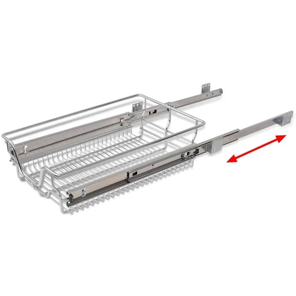 Pull-Out Wire Kitchen Baskets Drawer Organiser Storage 40 cm Silver 2 Piece