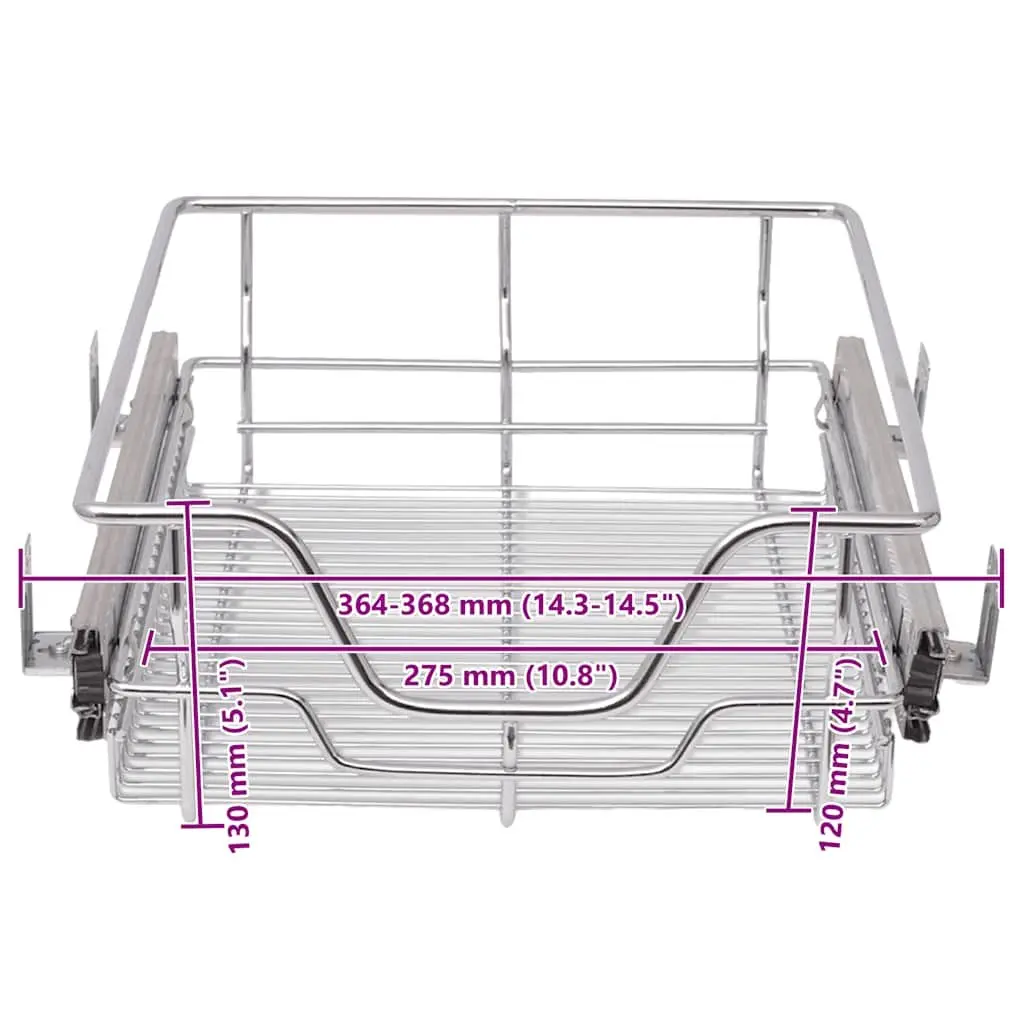 Pull-Out Wire Kitchen Baskets Drawer Organiser Storage 40 cm Silver 2 Piece