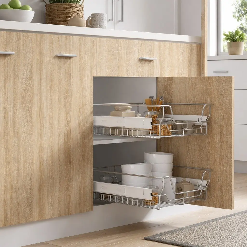 Pull-Out Wire Baskets Kitchen Organiser 50 cm Silver 2 Piece