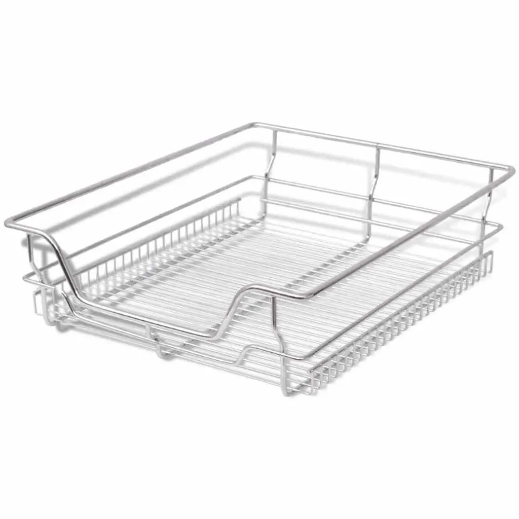 Pull-Out Wire Baskets Kitchen Organiser 50 cm Silver 2 Piece