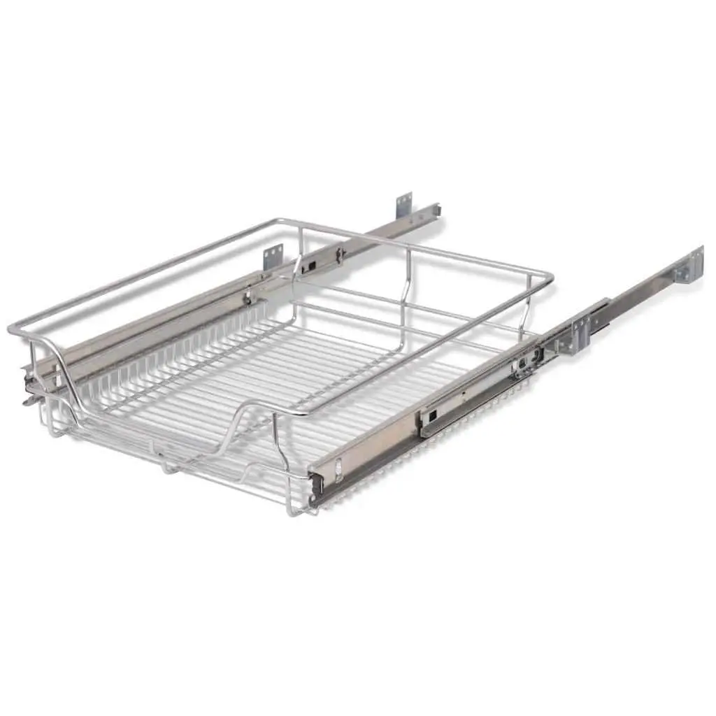 Pull-Out Wire Baskets Kitchen Organiser 50 cm Silver 2 Piece