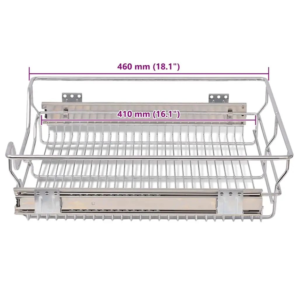 Pull-Out Wire Baskets Kitchen Organiser 50 cm Silver 2 Piece