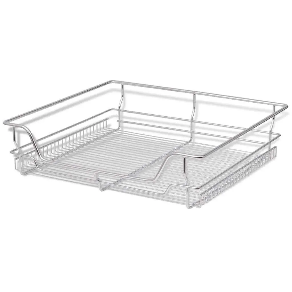 Pull-Out Wire Baskets Kitchen Cabinet Drawer Organiser 600 mm Silver 2 Piece
