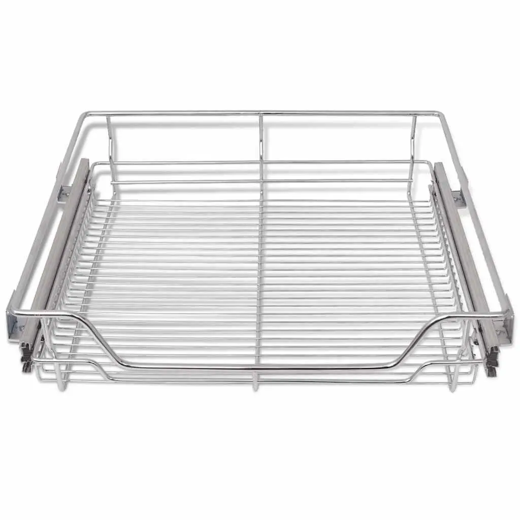 Pull-Out Wire Baskets Kitchen Cabinet Drawer Organiser 600 mm Silver 2 Piece