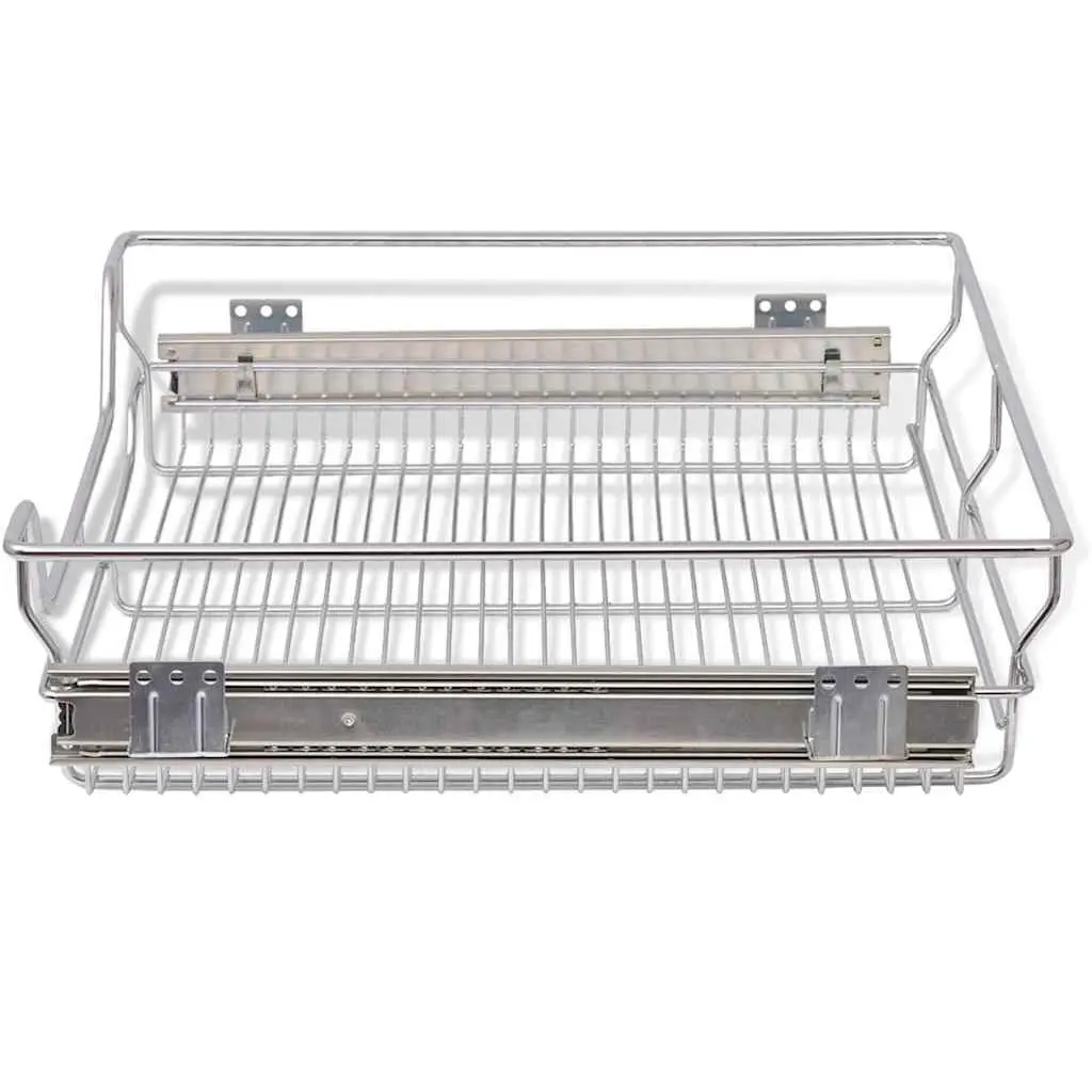 Pull-Out Wire Baskets Kitchen Cabinet Drawer Organiser 600 mm Silver 2 Piece