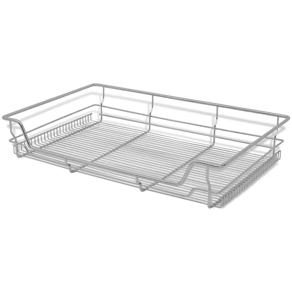 Pull-Out Wire Kitchen Baskets Storage Drawer 800 mm Silver 2 Piece