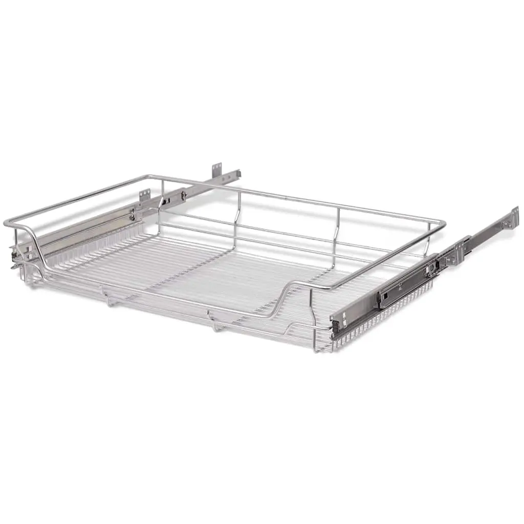 Pull-Out Wire Kitchen Baskets Storage Drawer 800 mm Silver 2 Piece