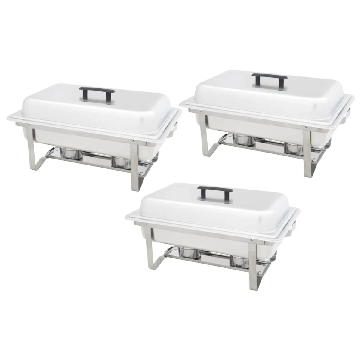 Chafing Dish Set Stainless Steel Food Warmer 3 Piece Silver