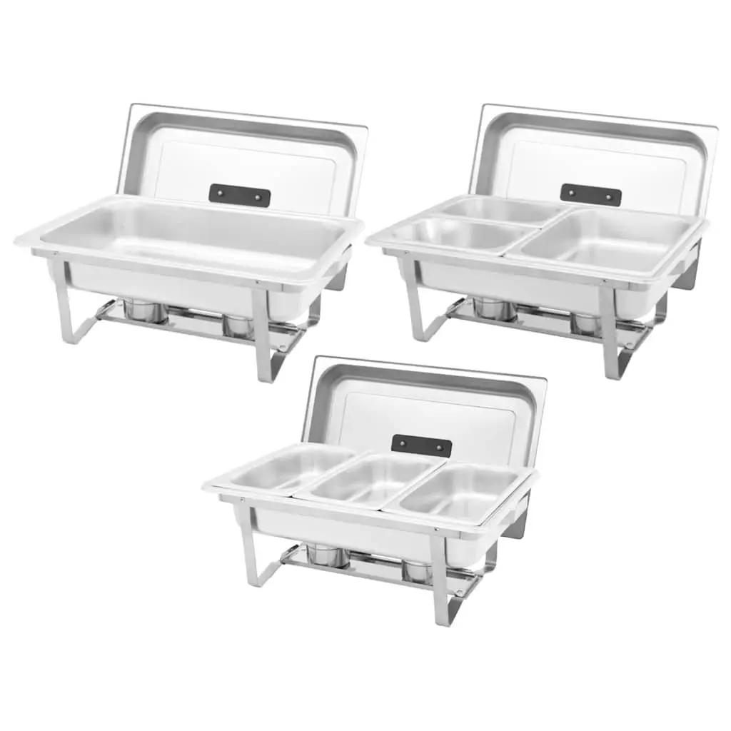 Chafing Dish Set Stainless Steel Food Warmer 3 Piece Silver