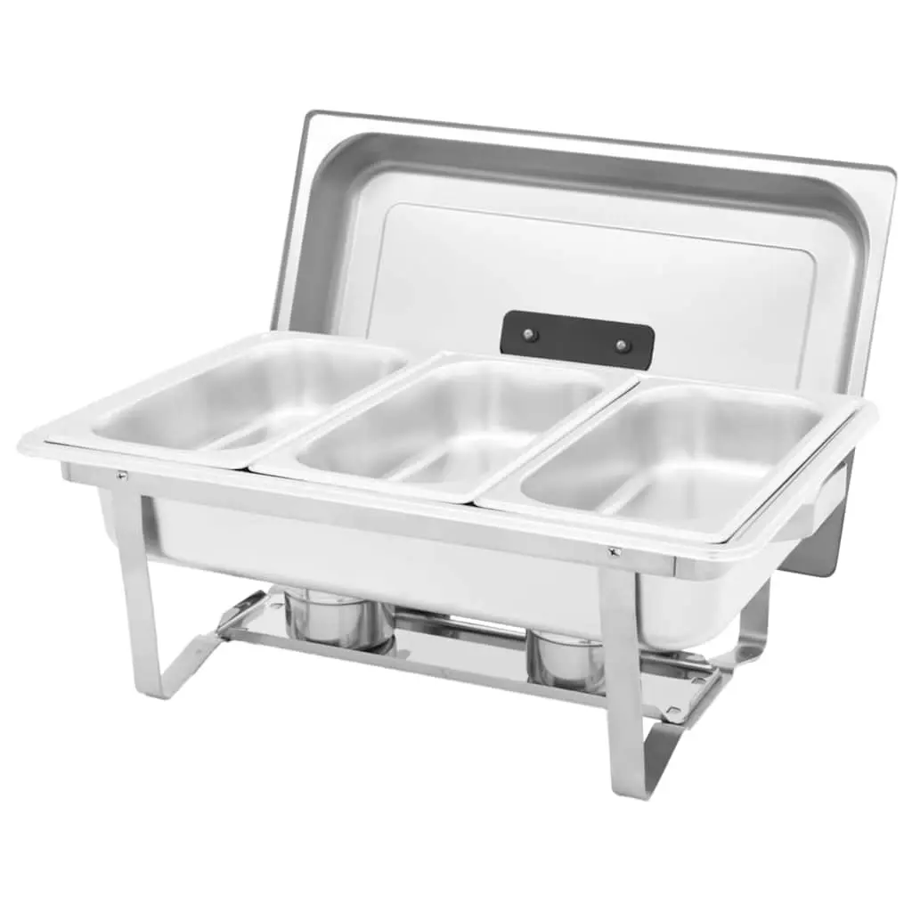 Chafing Dish Set Stainless Steel Food Warmer 3 Piece Silver