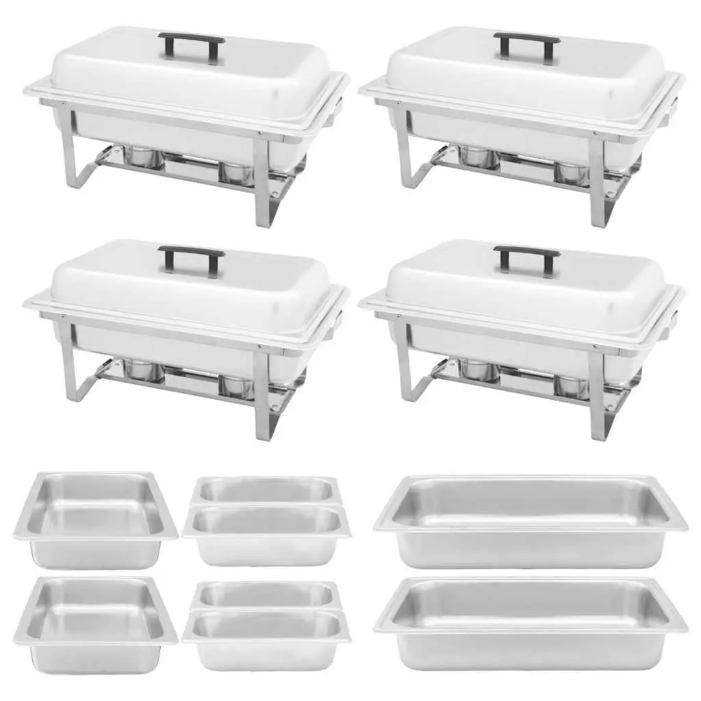 Chafing Dish Set 4 Piece Stainless Steel Food Warmer Catering Silver