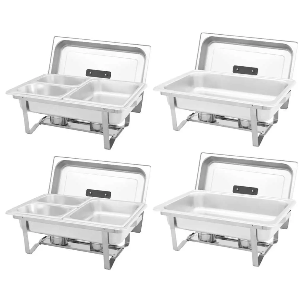 Chafing Dish Set 4 Piece Stainless Steel Food Warmer Catering Silver