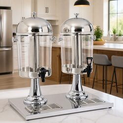 Double Beverage Dispenser 2 x 8L Juice Server Stainless Steel Taps Event