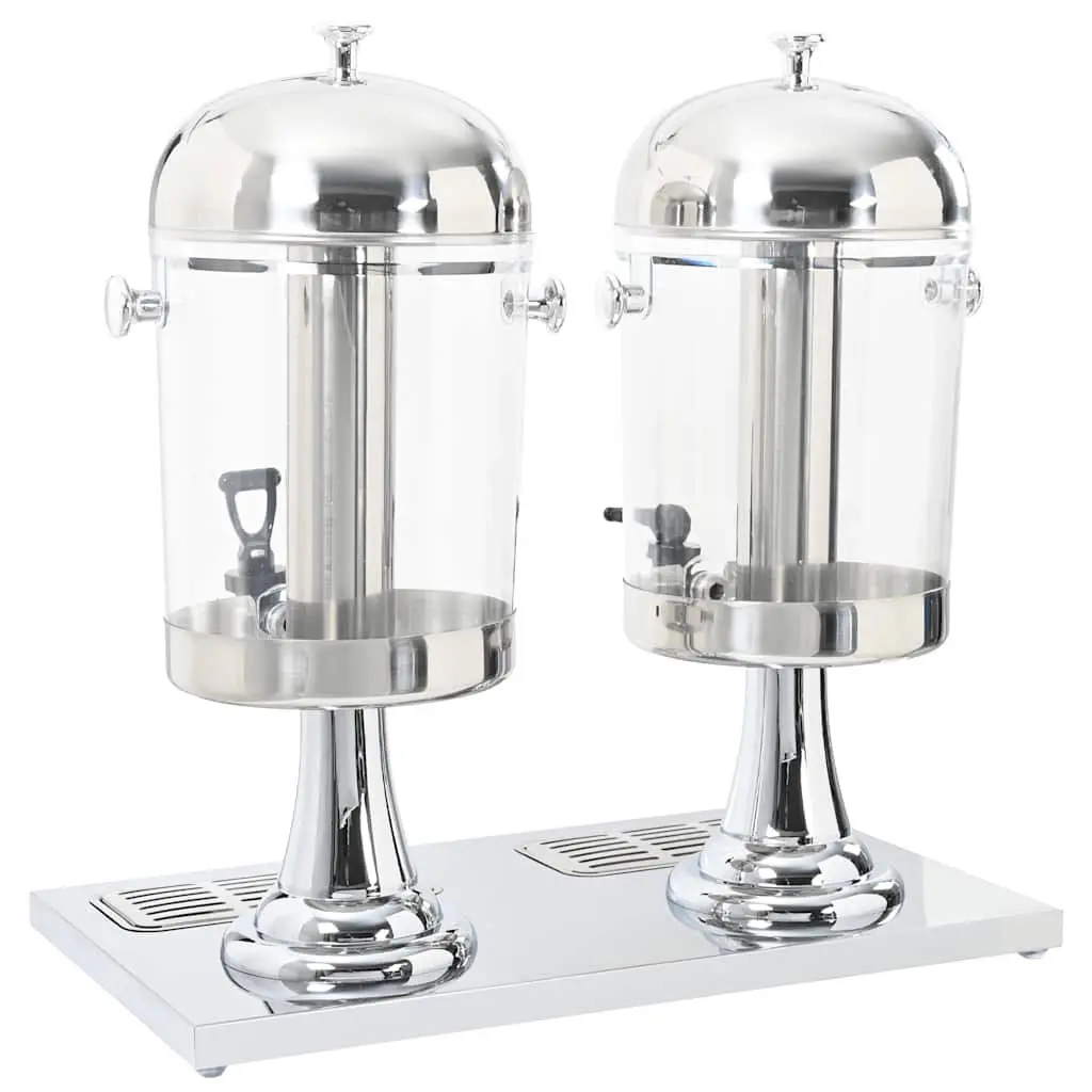 Double Beverage Dispenser Juice Server 2 x 8L Stainless Steel Silver