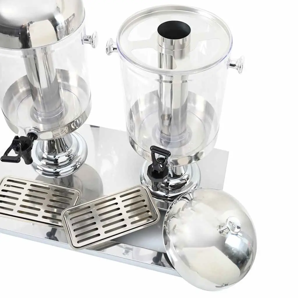 Double Beverage Dispenser Juice Server 2 x 8L Stainless Steel Silver