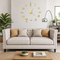 Warm and Reassuring Gold 3D Wall Clock, XXL 100cm