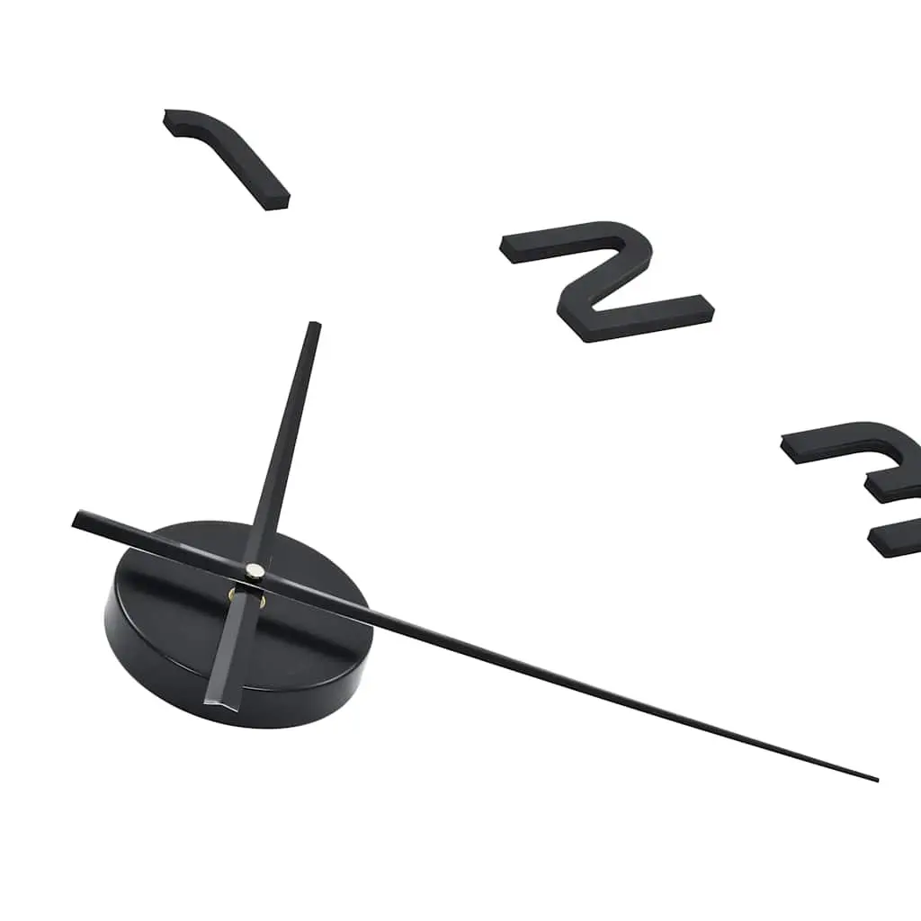 3D Wall Clock Modern Design XXL Large Black Home Decor DIY Sticker Art Mural