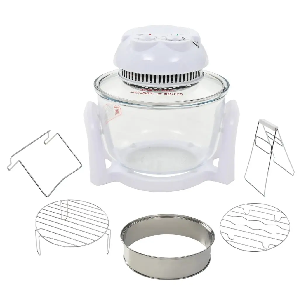 Halogen Convection Oven 800W 10L Capacity with Extension Ring Glass Bowl White