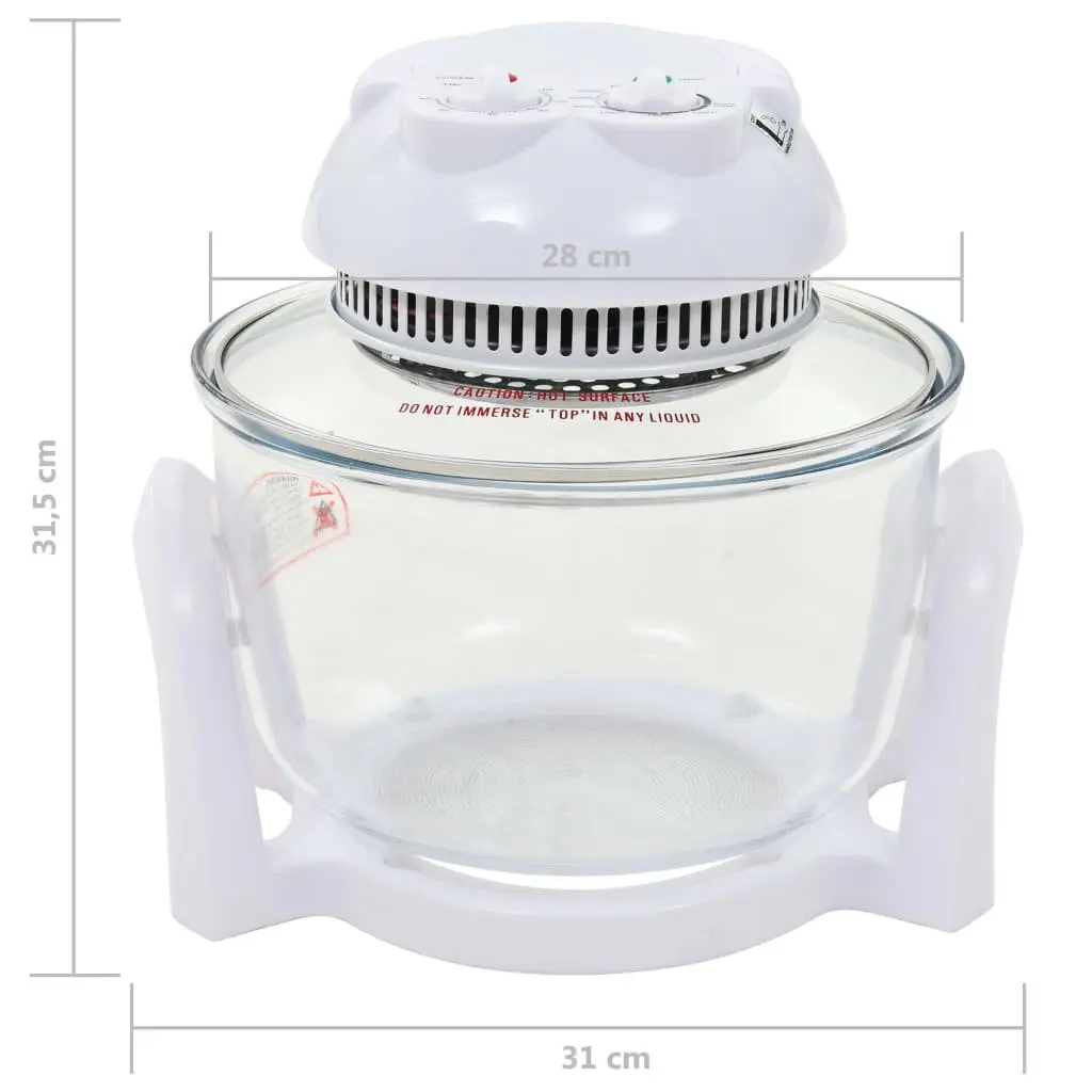 Halogen Convection Oven 800W 10L Capacity with Extension Ring Glass Bowl White
