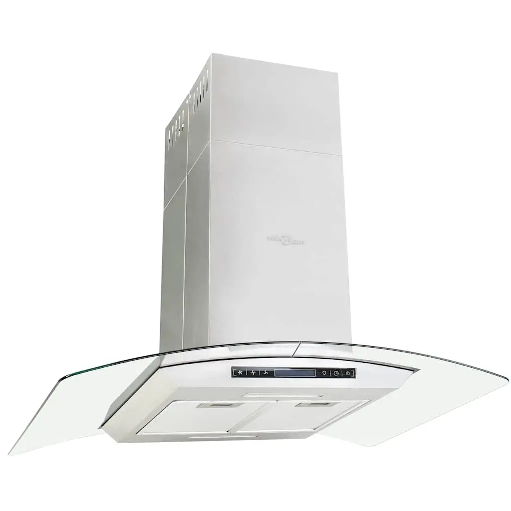 Island Range Hood 90cm Kitchen Extractor 756m³/h Silver