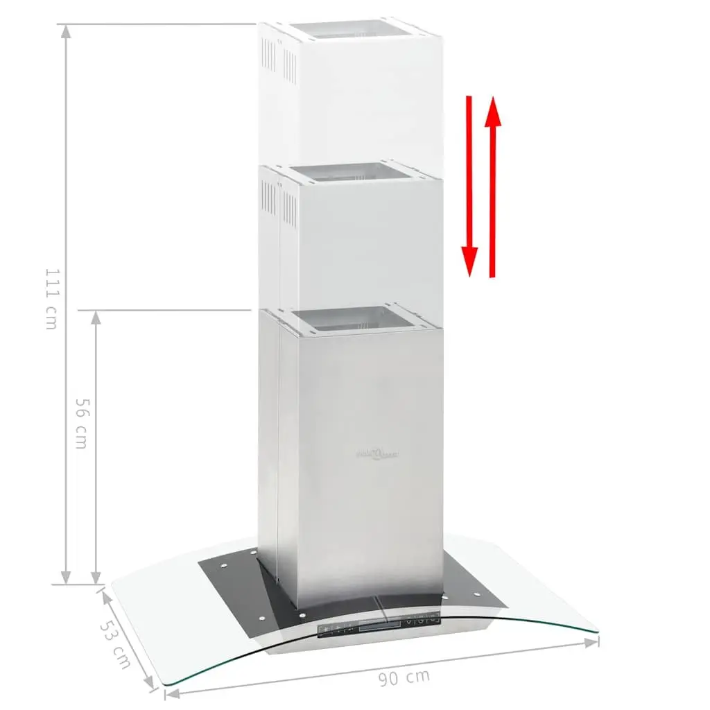 Island Range Hood 90cm Kitchen Extractor 756m³/h Silver