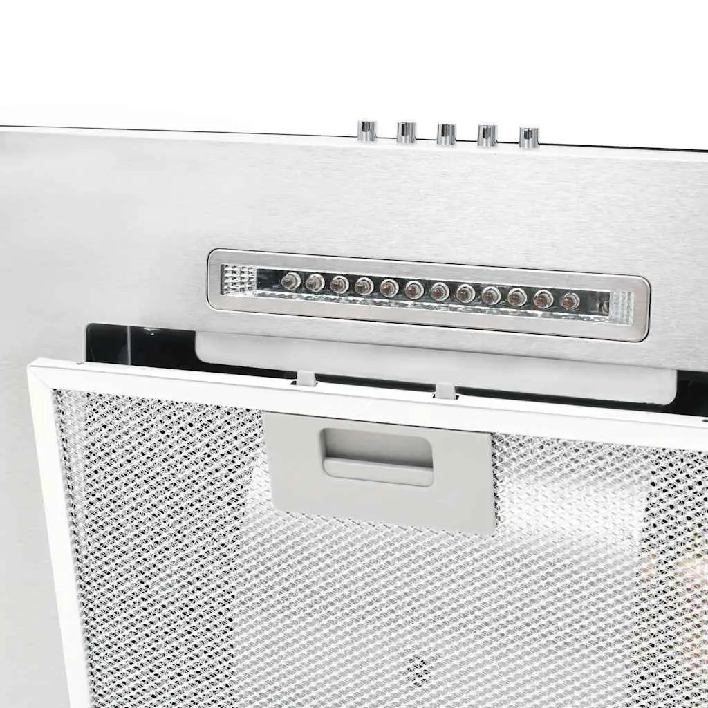 Wall Mounted Range Hood 60cm Silver Stainless Steel Curved Glass