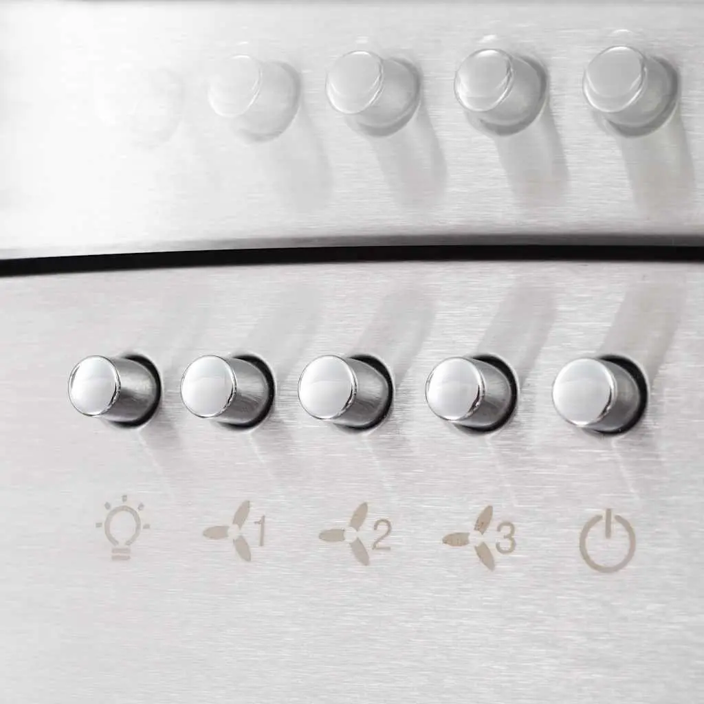 Wall Mounted Range Hood 60cm Silver Stainless Steel Curved Glass