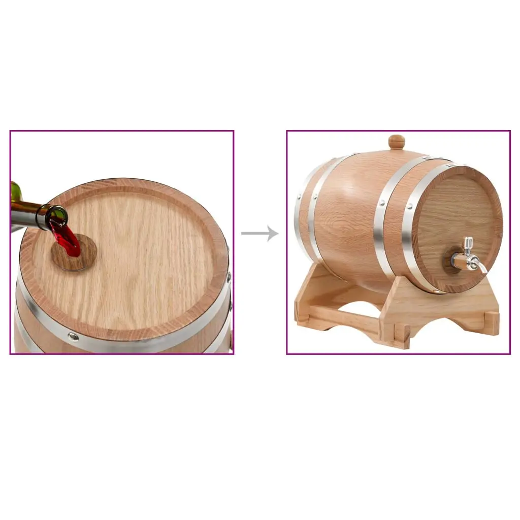 Wine Barrel Dispenser Solid Oak Wood 6L Antique Style Rustic Decor