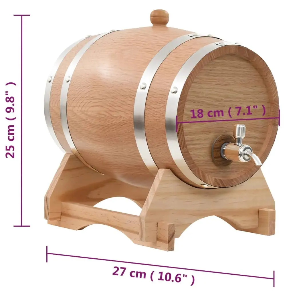 Wine Barrel Dispenser Solid Oak Wood 6L Antique Style Rustic Decor