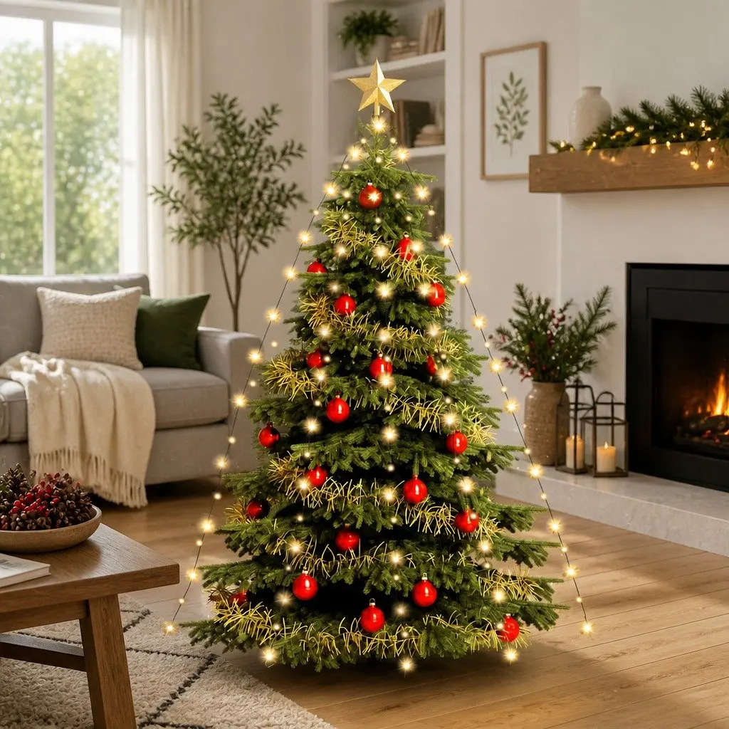 Christmas Tree Net Lights 210 LEDs Bright White Indoor Outdoor Decoration 210 cm