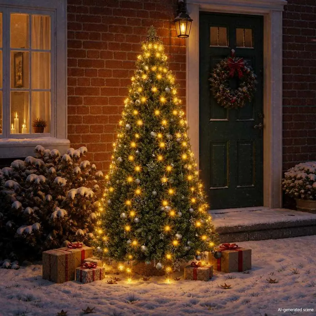 Christmas Tree Net Lights 210 LEDs Bright White Indoor Outdoor Decoration 210 cm