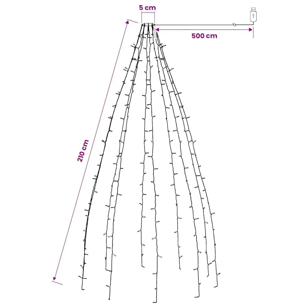 Christmas Tree Net Lights 210 LEDs Bright White Indoor Outdoor Decoration 210 cm