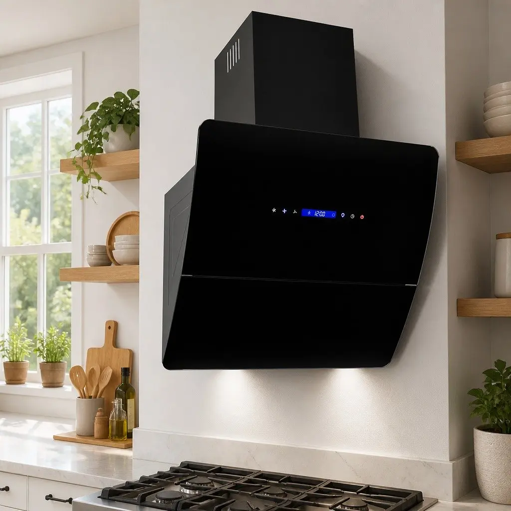 Wall Mounted Range Hood Kitchen Extractor Fan 60cm Black Stainless Steel 756m³/h