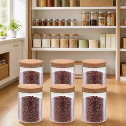 Value Pack: 6 Glass Storage Jars with Cork Lids