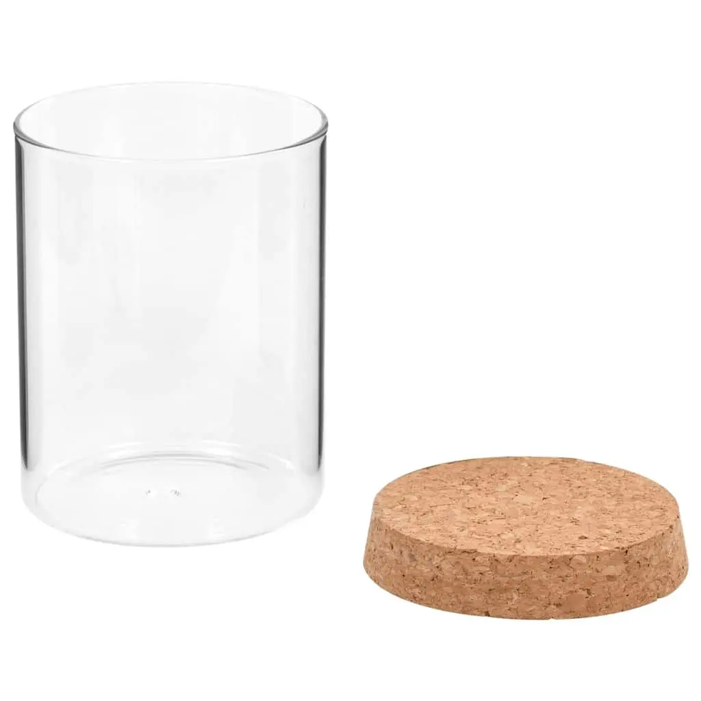 Glass Storage Jars Food Container 650ml Transparent Set of 6 with Cork Lids Kitchen Pantry