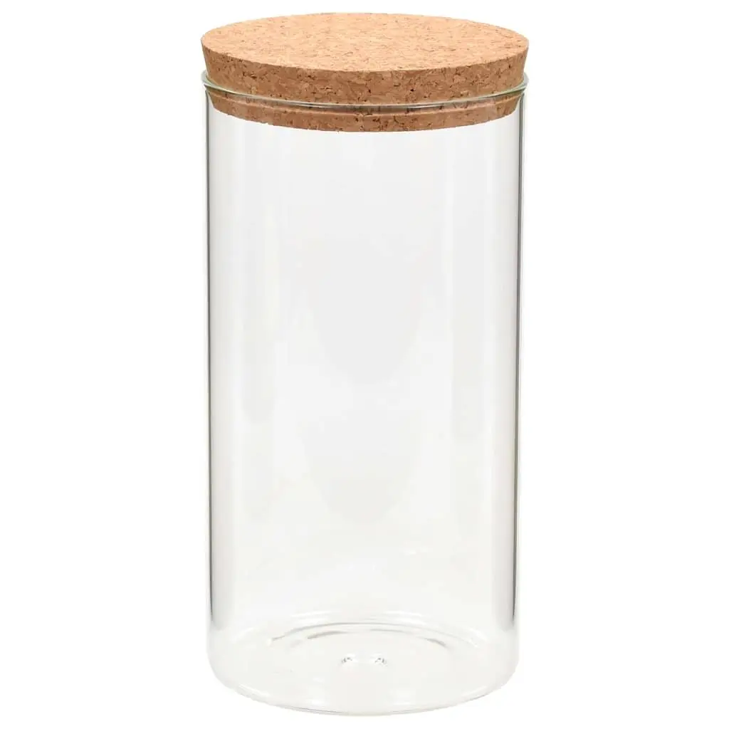 Glass Storage Jars 1100ml Food Containers with Cork Lids Set of 6 Transparent