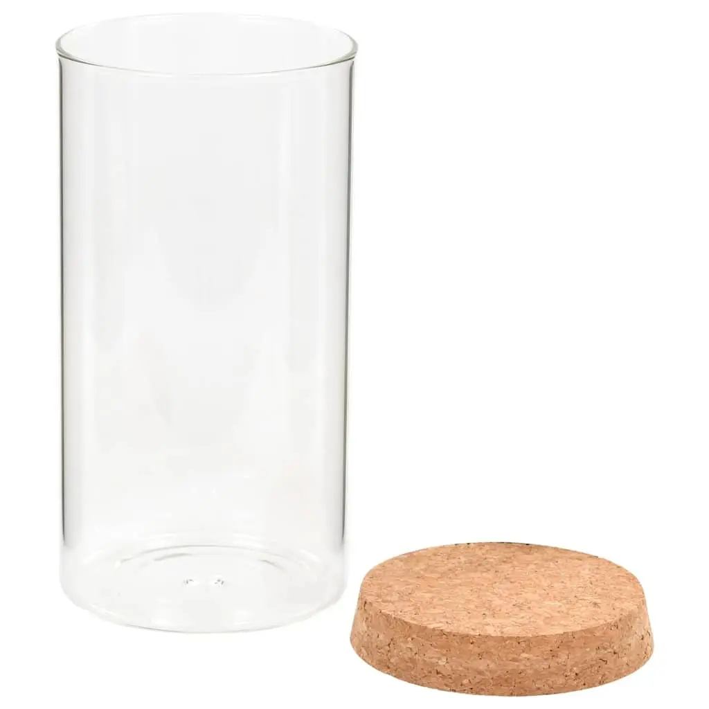 Glass Storage Jars 1100ml Food Containers with Cork Lids Set of 6 Transparent