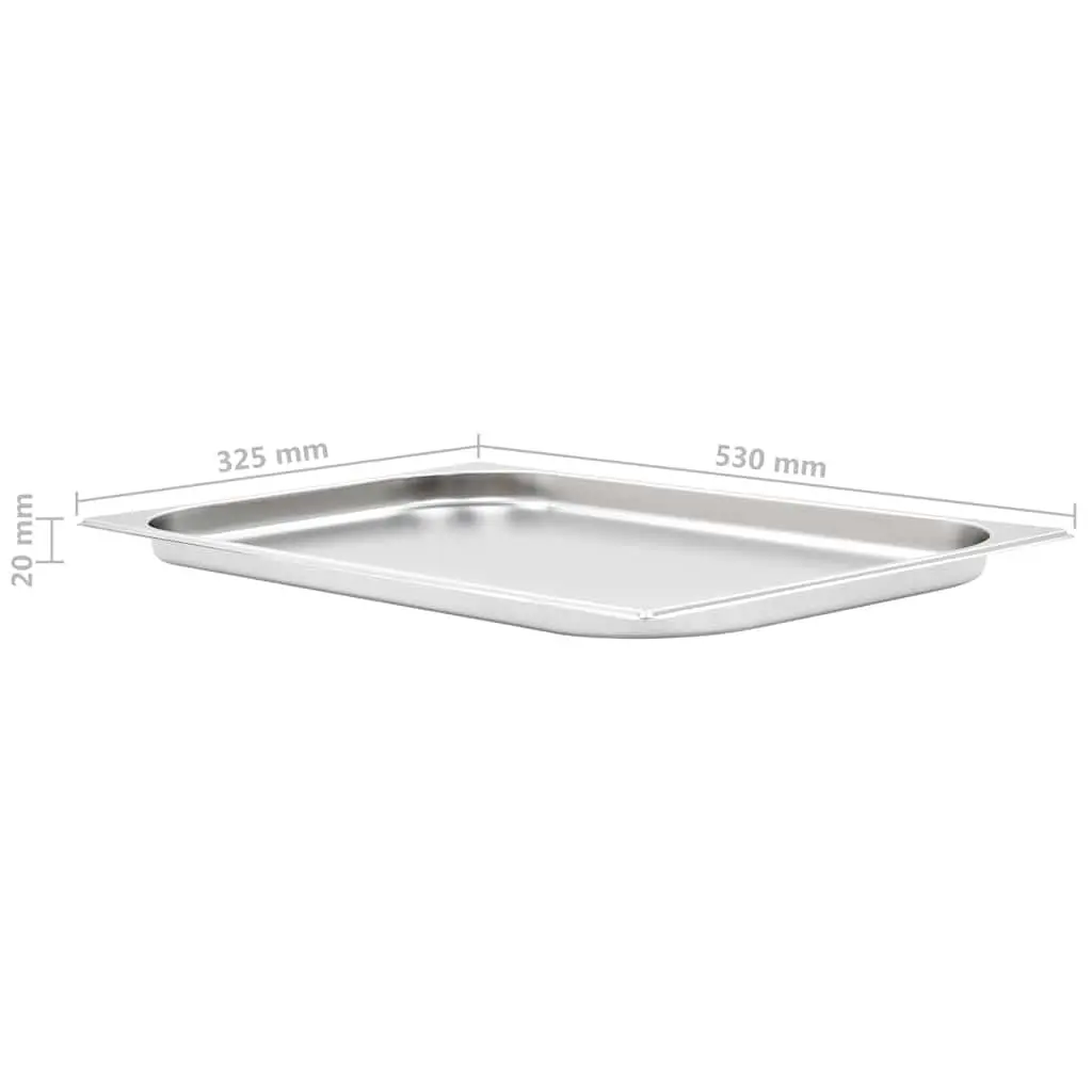 Gastronorm Containers Steam Table Pans GN 1/1 20 mm Silver 4 Piece