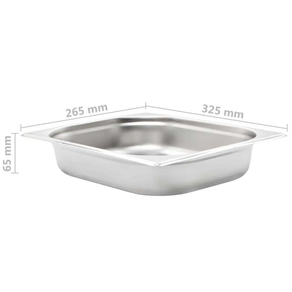 Gastronorm Containers Stackable Steam Table Pans GN 1/2 65 mm Silver