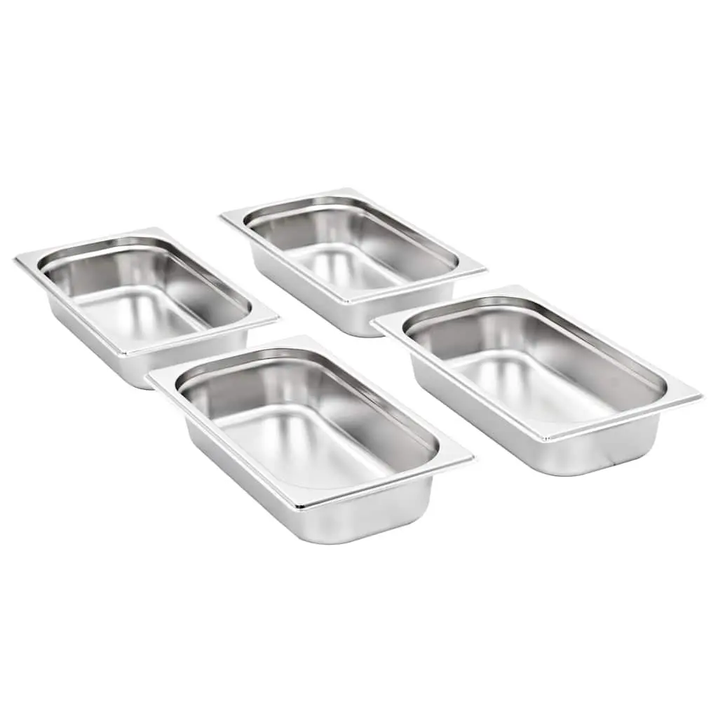 Stackable Gastronorm Containers 8 Piece GN 1/3 65 mm Silver Steam Table Pans