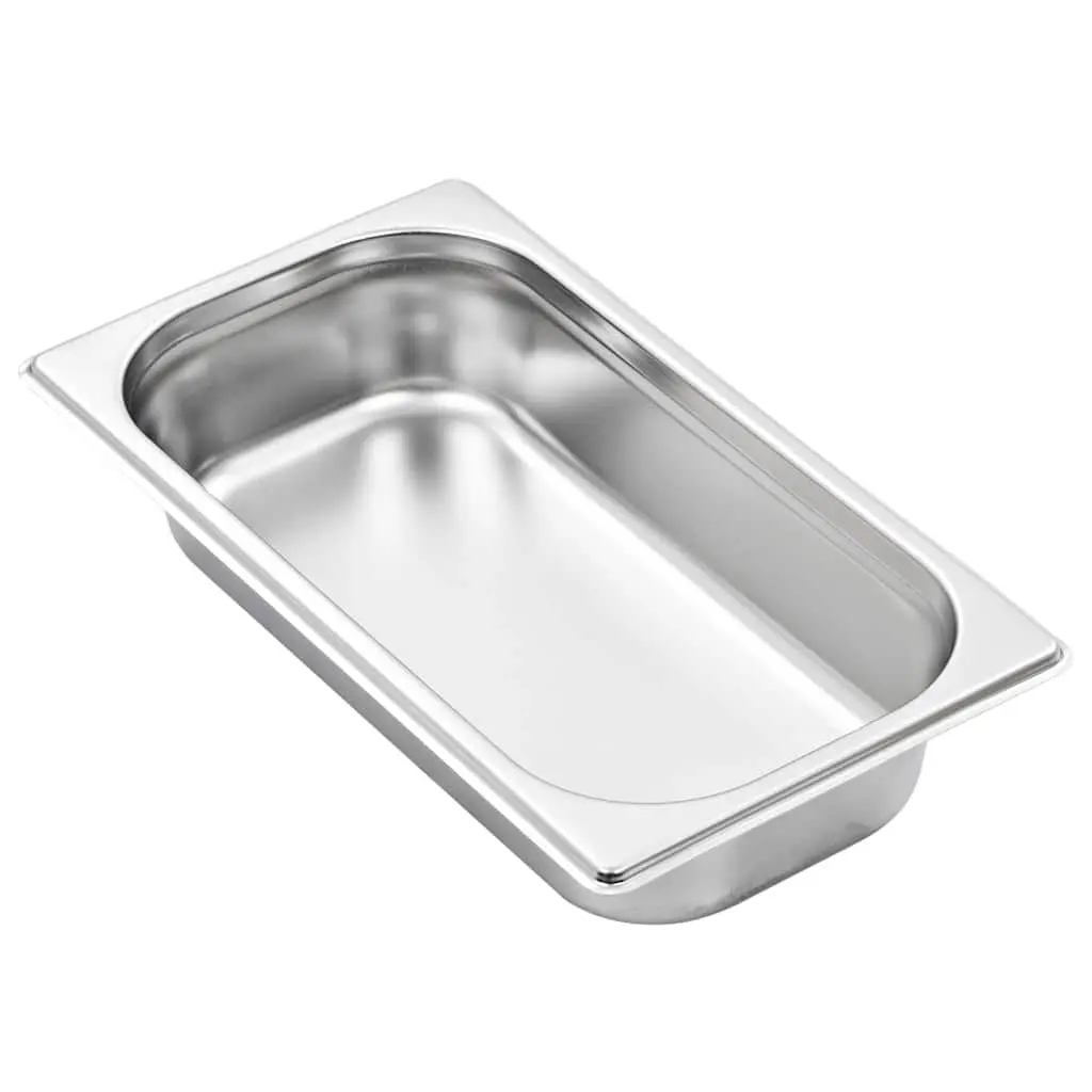 Stackable Gastronorm Containers 8 Piece GN 1/3 65 mm Silver Steam Table Pans